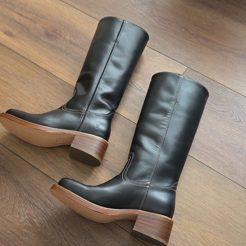 Frye Black Leather Heeled Boots - Picture 3 of 15